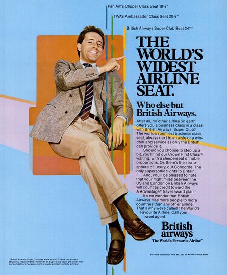 British Airways Super Club business class armchair, advertised in New York magazine, March 1993