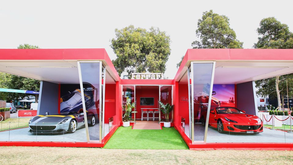 The pop-up Ferrari Red Lounge