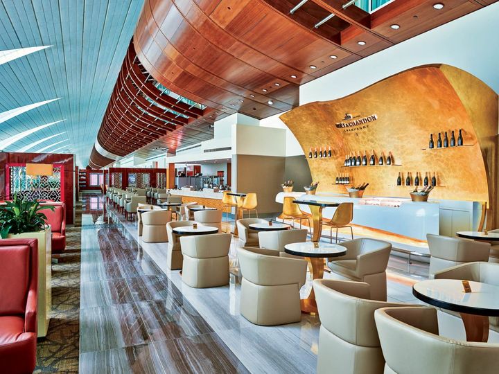 Lounge access will not be included in your Emirates premium economy ticket, but will be available as an extra cost option, or you can use your Gold or Platinum frequent flyer card for a free visit.