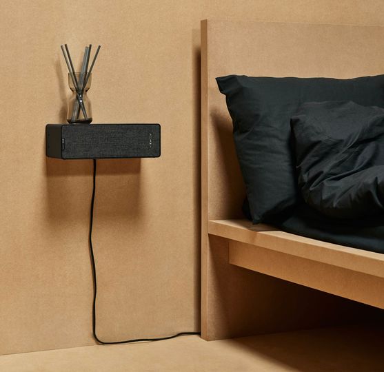 The Symfonisk Bookshelf Speaker can serve as a minimalist bedside table