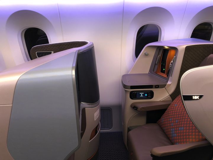On Singapore Airlines' Boeing 787-10, seats 16A and 16K are business class pews without a view.