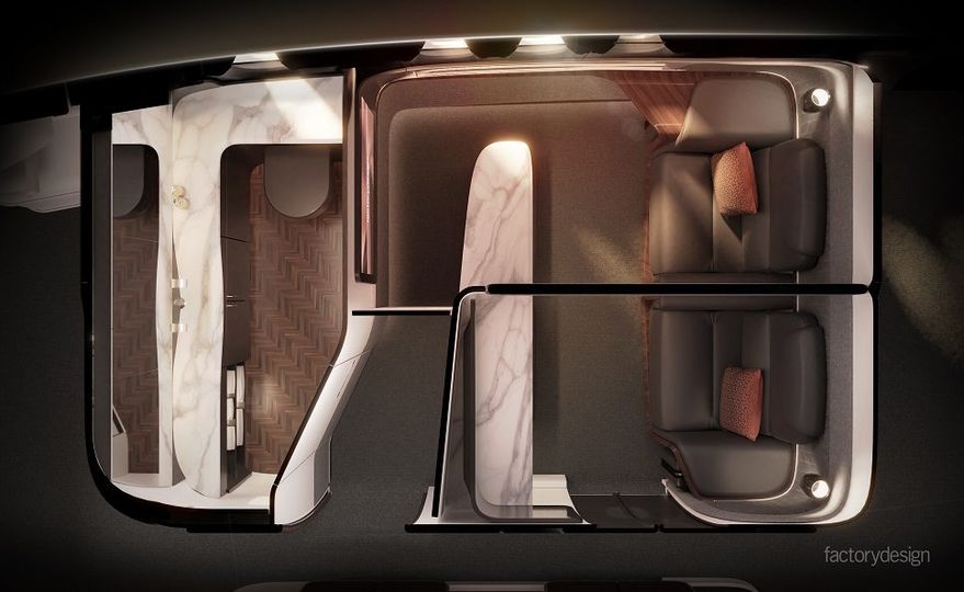 The En Suite footprint can also be configured as two individual first class suites.