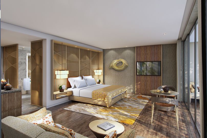 The stylish rooms make good use of natural materials and traditional design influences.