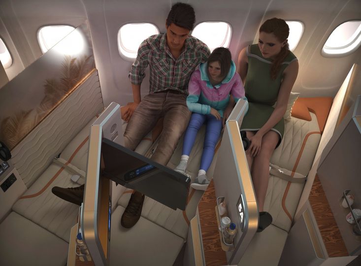 Galaxy's window seats are family-friendly.