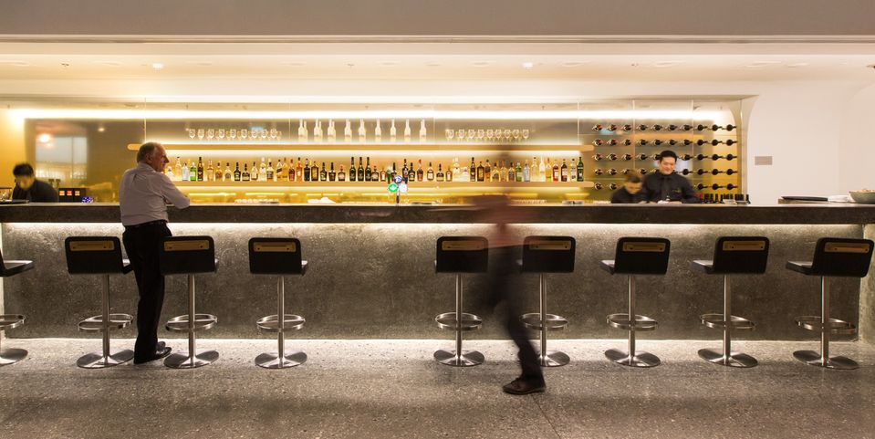 Qantas' Singapore lounge is the only one in this trio with a tended bar and cocktails on call.