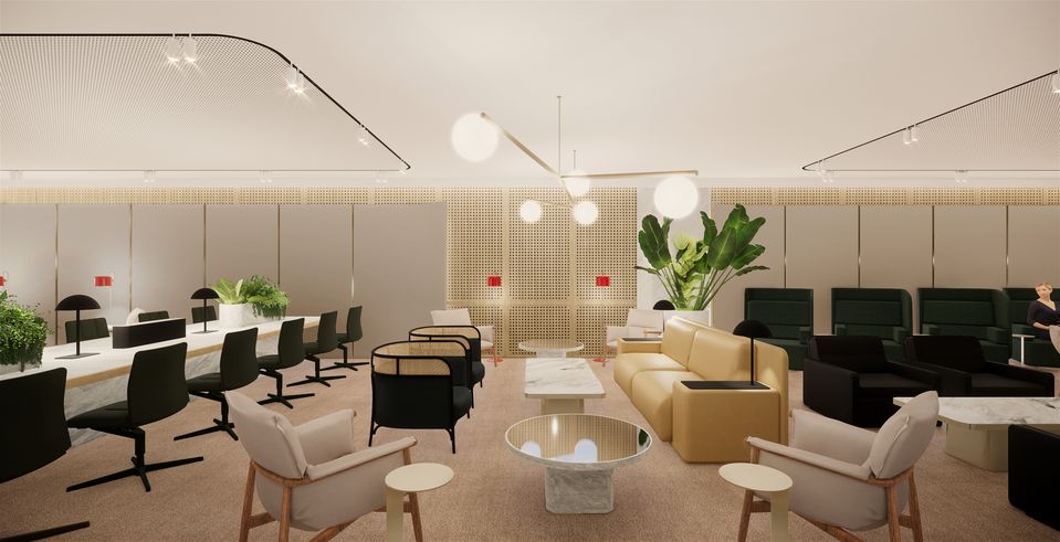 A preview of Qantas' Singapore first class lounge, due to open November 2019.