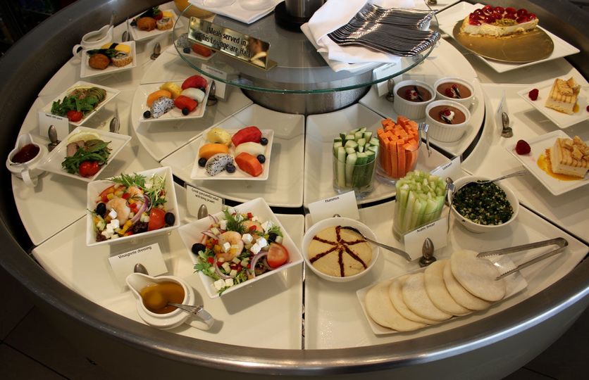 Emirates' Singapore lounge has an excellent spread of food, including (not shown here) satay skewers.