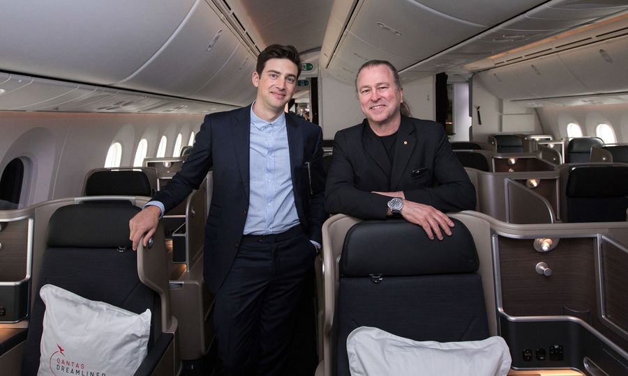 The Qantas Boeing 787 business class cabin: seats and interior by David Caon, meals and drinks by Neil Perry.