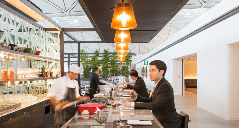 The BBQ Pork Bar at Qantas' Hong Kong lounge.