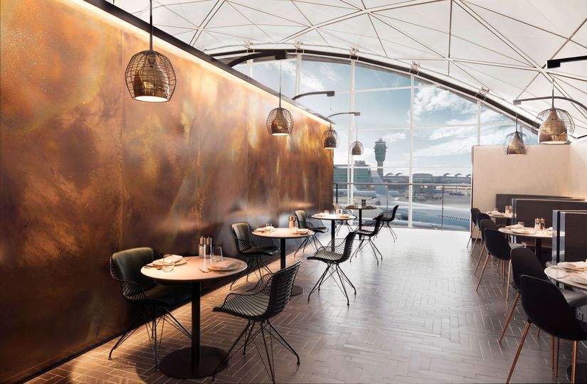The dining room at the American Express Centurion Lounge, Hong Kong.