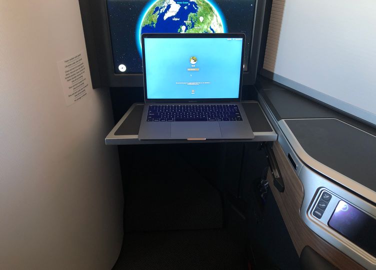 Even half-extended, the table can still hold your laptop.