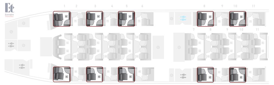 'A' and 'K' seats are flush against the window, giving travellers the most space.