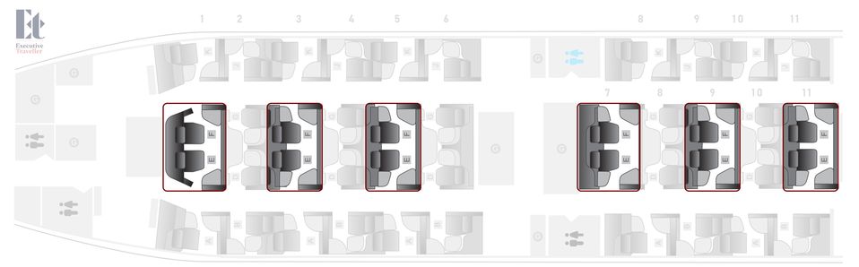 The Boeing 777s have up to six pairs of double beds.