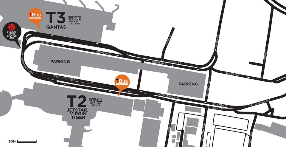 Sydney Airport domestic terminal shuttle pick-ups for Rydges Sydney Airport Hotel
