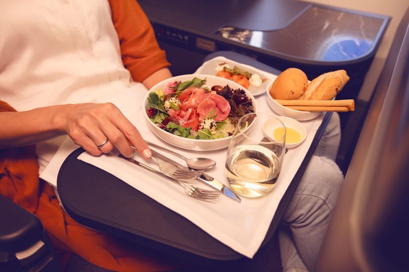 Even when you're flying, aim to get some greens on every plate.