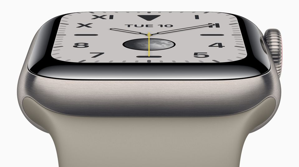 The Apple Watch 5 gains a new titanium case.