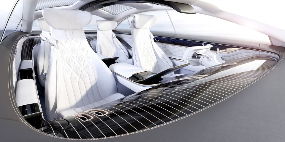 Inside the Mercedes-Benz Vision EQS concept.