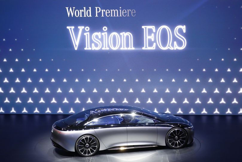 The Mercedes-Benz Vision EQS is unveiled at the Frankfurt Motor Show.