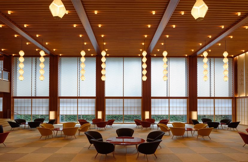 The Okura’s iconic lobby has been fully recreated.