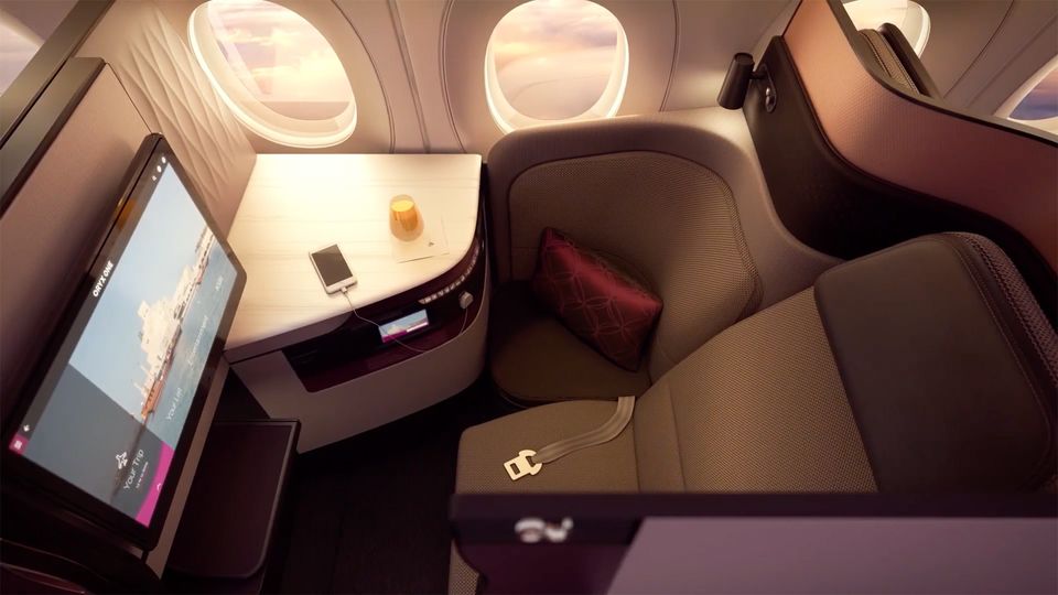 Business travellers can look forward to the superb Qsuite on flights from Adelaide and Perth.