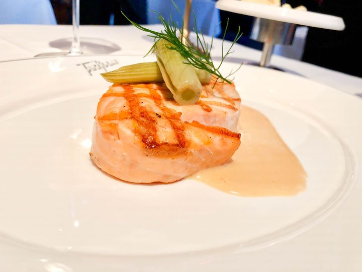 At TAK Room, a tournedo of Ōra King salmon.