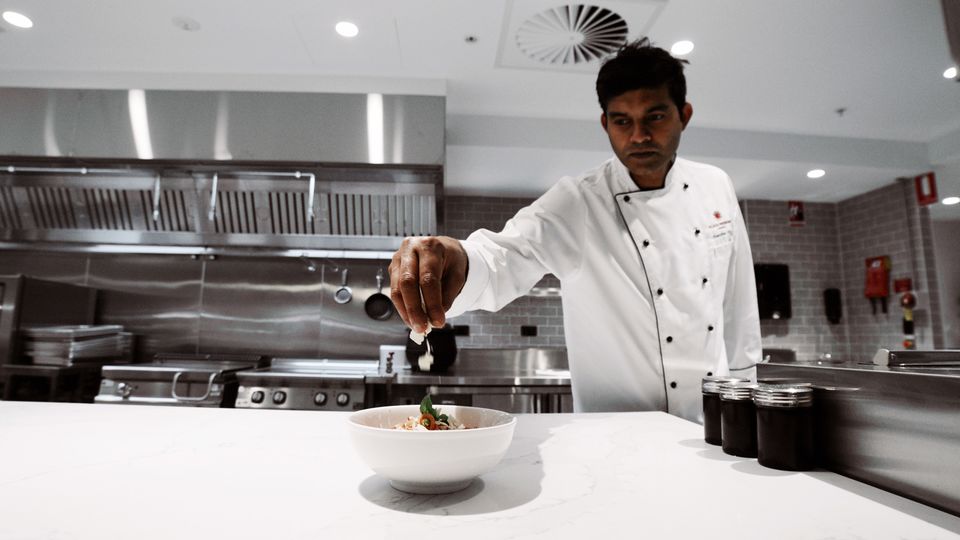 The cooking station serves up freshly-prepared meals.