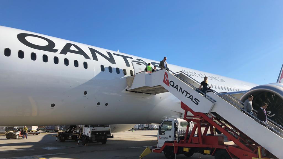 Disembarking in Sydney after almost 20 hours in the air.