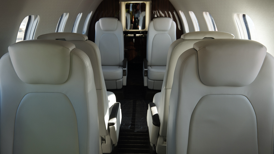 A mock-up of the Learjet 75 Liberty cabin.
