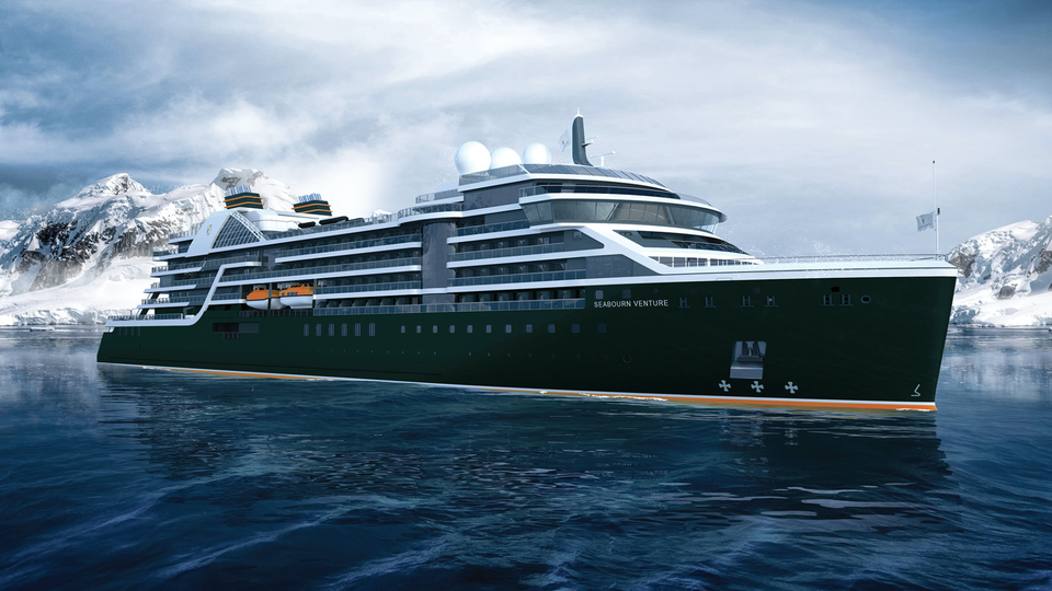 A preview of the Seabourn Venture, currently being built to set sail in 2021.