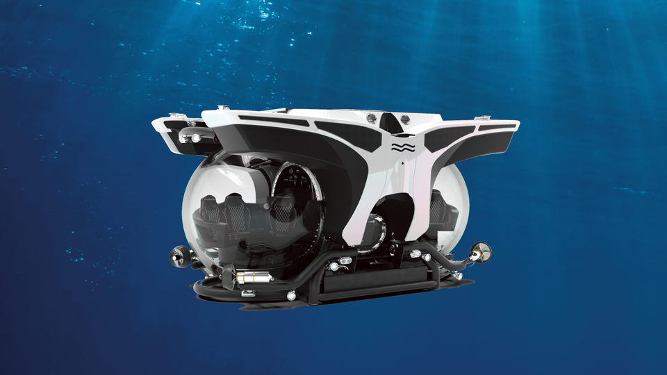 The Scenic Eclipse submarine holds six passengers, plus a pilot.