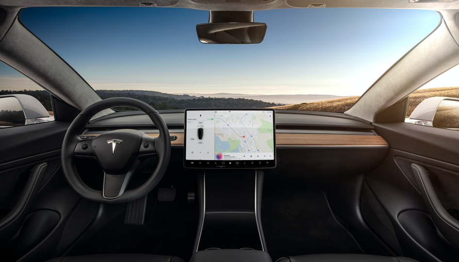 Almost all controls are accessed via the 15-inch portrait-oriented touchscreen.