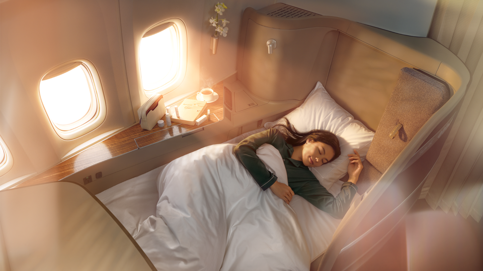 Sweet dreams in Cathay Pacific's Boeing 777-300ER first class suite.