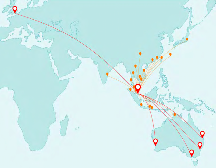 Qantas sees Singapore as a secondary hub where passengers fly to Asia as well as through Asia.