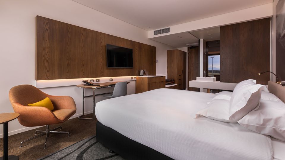 A Superior King room at the new Novotel Christchurch Airport hotel.