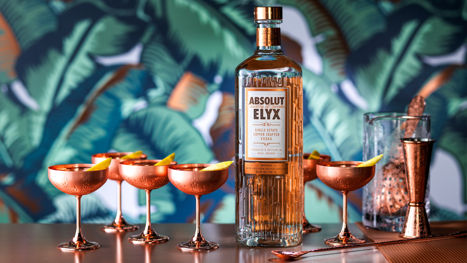 Absolut Elyx sells a mini-martini set featuring two 3-oz. copper coupes.