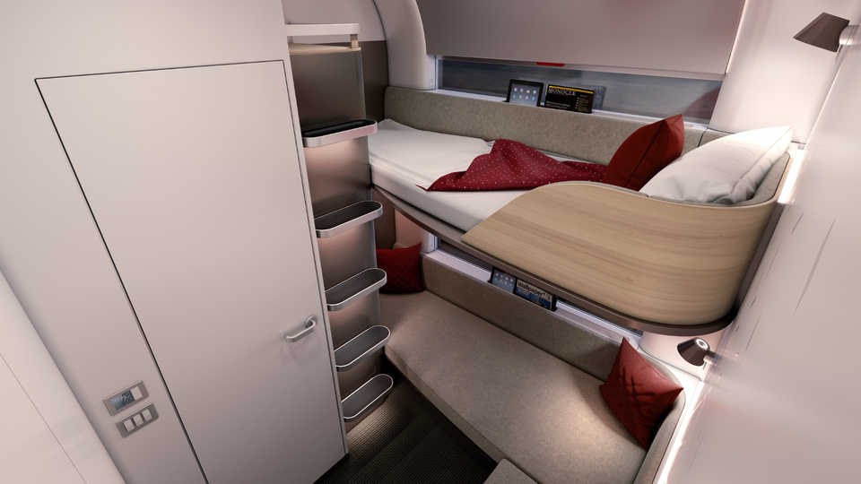 The newly designed cabin of the OeBB sleeper trains.
