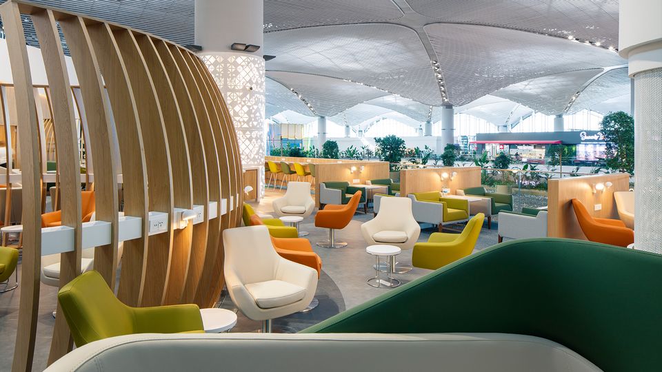 Mix of seating at the new SkyTeam Lounge, Istanbul.