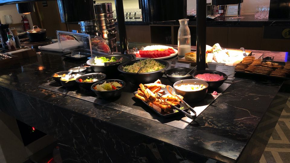 Part of the lunchtime spread at Singapore Airlines' Sydney lounge.