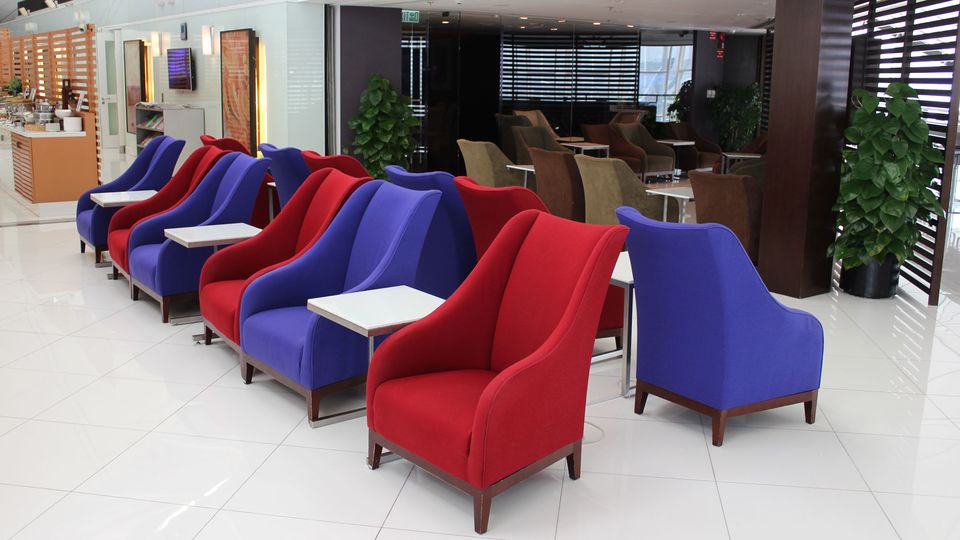 Thai Airways' Royal Orchid business class lounge at Hong Kong International Airport.