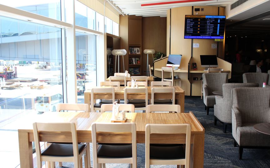 Hong Kong Airlines' Club Bauhina business class lounge at Hong Kong International Airport.