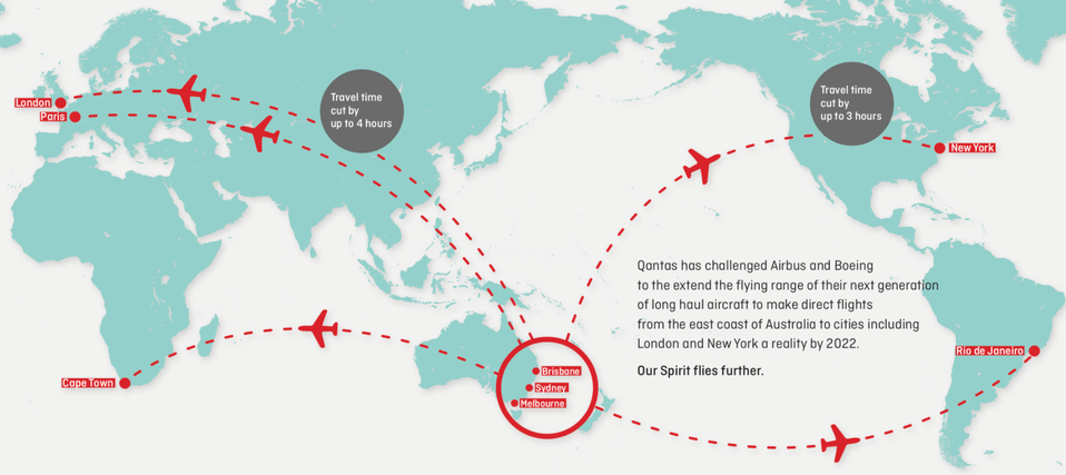Qantas' initial set of proposed Project Sunrise routes