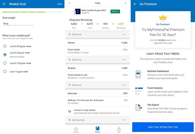 MyFitnessPal gives you a snapshot of your calories in and out, if you can remember to use it daily.