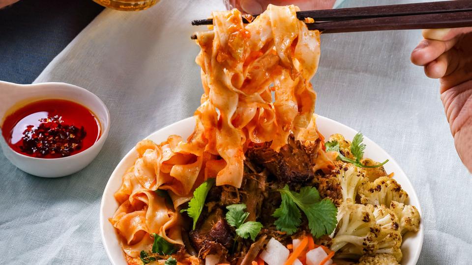 An attention-getting noodle bowl from Junzi Kitchen.