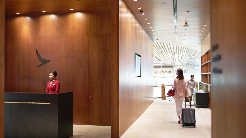 Cathay Pacific's business class lounge in Singapore.