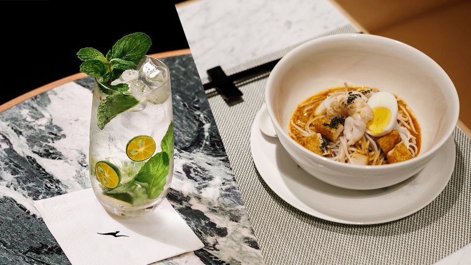 L: Calamansi mojito and R: crayfish laksa – two of the lounge's signature dishes.