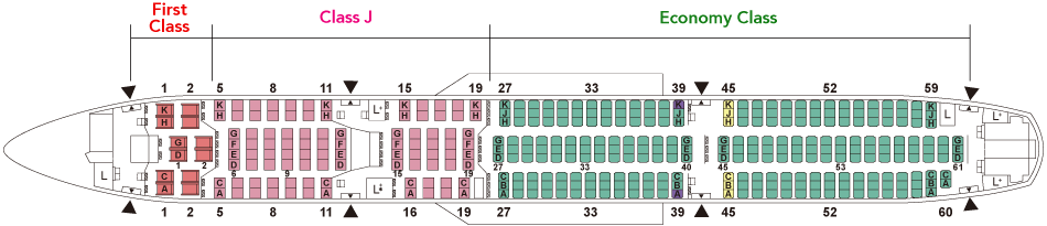 Japan Airlines' original Airbus A350 'X01' layout.