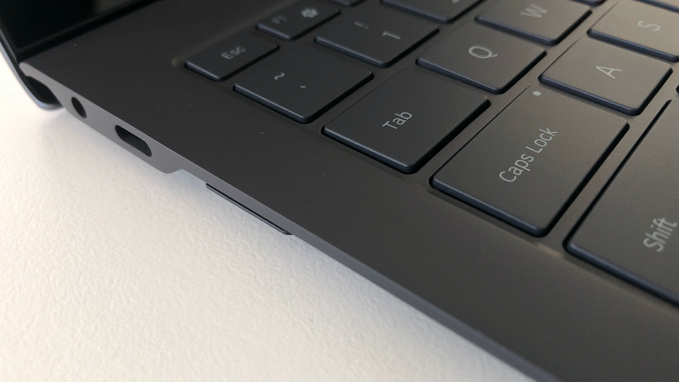 The underside of the Galaxy Book S houses a tray for a 4G nanoSIM plus a microSD memory card.