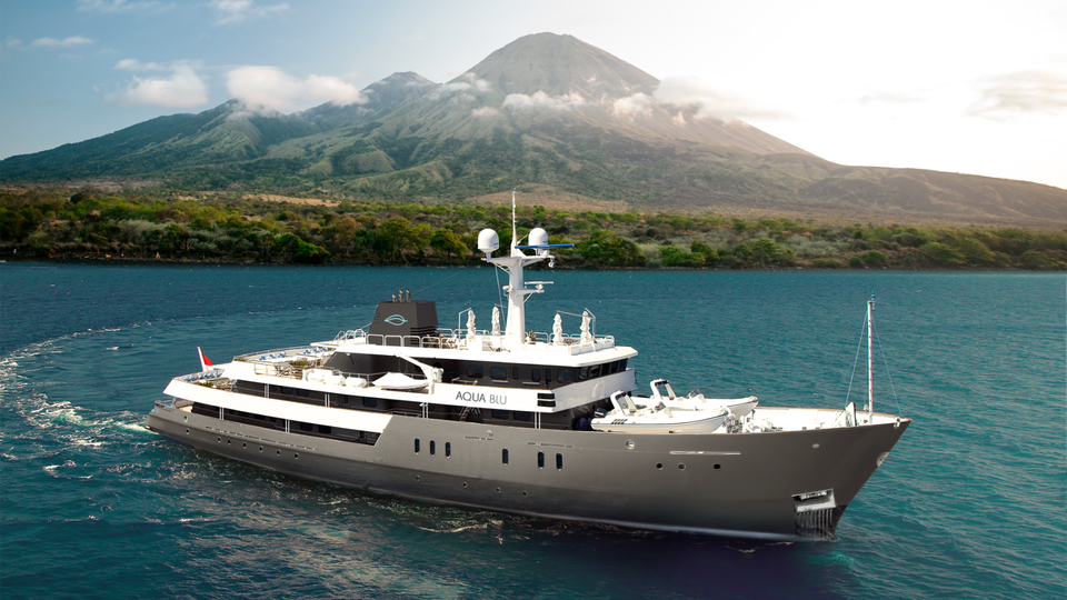 Once a British navel vessel, Aqua Blu is now a 15-suite luxury yacht.