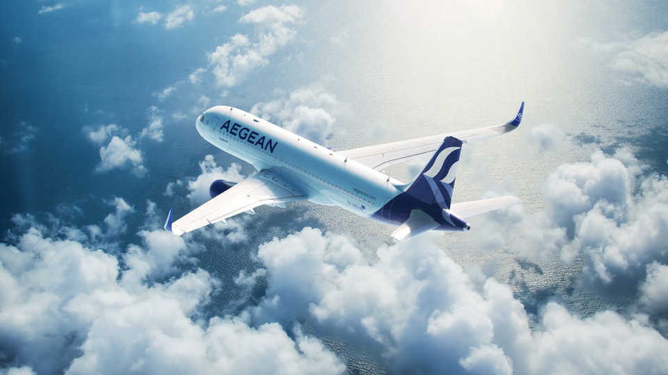 Aegean Airlines' new Airbus A320neo takes wing.
