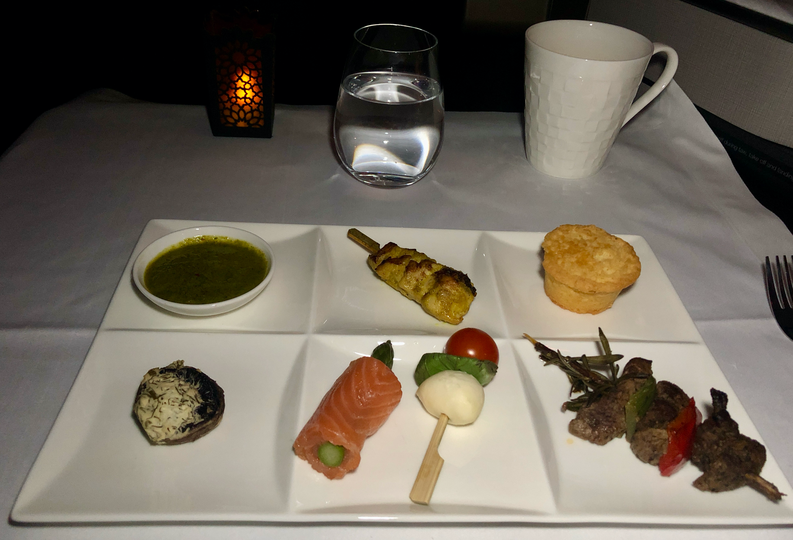 Qatar Airways' Qsuite snack platter.